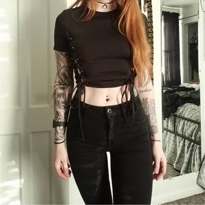 Dolls kill lace up tee.